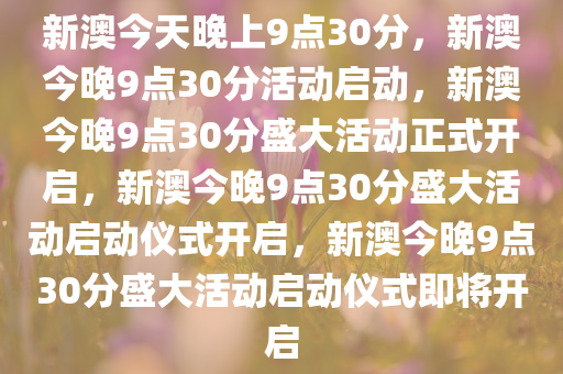 新澳今天晚上9點(diǎn)30分開(kāi)門(mén)嗎視頻深度研究、落實(shí)與策略